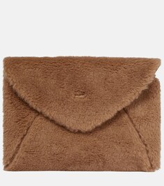 Клатч-конверт из верблюжьей шерсти и шелкового клатч Max Mara, коричневый