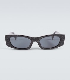 Солнцезащитные очки в прямоугольной оправе с кристаллами Celine, черный