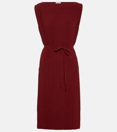 Плиссированное платье из джерси Leisure Teulada MAX MARA, красный