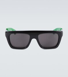 Солнцезащитные очки прямоугольной формы из ацетата Bottega Veneta, черный