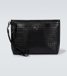 Кожаный клатч Citypouch с заклепками Christian Louboutin, черный