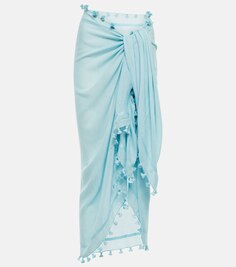 Пляжная юбка с украшением из парео MELISSA ODABASH, синий
