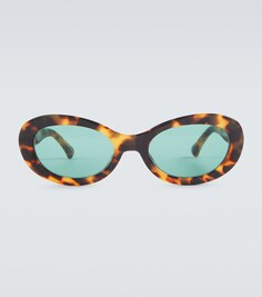 Овальные солнцезащитные очки черепаховой расцветки Dries Van Noten, коричневый