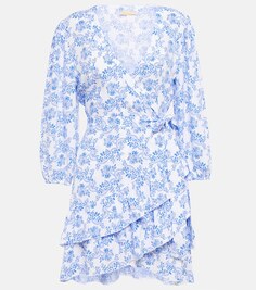 Мини-платье Legacy с запахом и цветочным принтом MELISSA ODABASH, синий