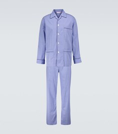 Хлопковая пижама Felsted 3 в клетку Derek Rose, синий