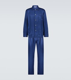 Шелковая пижама в полоску Woburn Derek Rose, синий