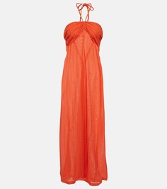Трикотажное платье макси Mila с вырезом халтер MELISSA ODABASH, оранжевый