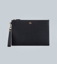 Кожаный клатч GG Marmont Gucci, черный