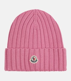 Шерстяная шапка в рубчик Moncler, розовый