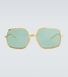 Солнцезащитные очки в металлической квадратной оправе Gucci, золотой
