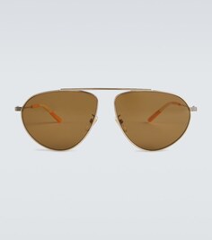 Солнцезащитные очки-авиаторы в металлической оправе Gucci, золотой