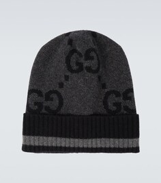 Кашемировая шапка с узором GG Gucci, серый