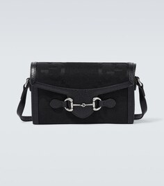 Маленькая сумка через плечо Horsebit 1955 Jumbo GG Gucci, черный