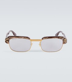 Солнцезащитные очки прямоугольной формы Gucci, коричневый