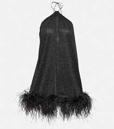 Платье мини Lumière Plumage с вырезом халтер OSÉREE, черный