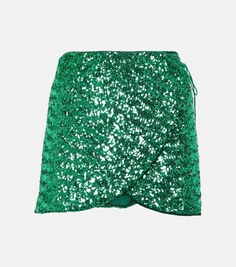 Мини-юбка с пайетками OSÉREE, зеленый