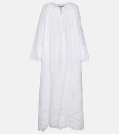 Платье макси Nelya из хлопка с вышивкой NILI LOTAN, белый