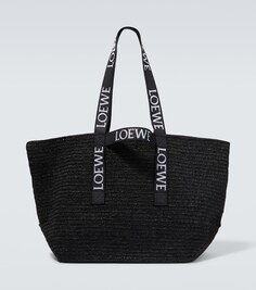 Сумка-тоут Paula&apos;s Ibiza Fold Shopper из рафии Loewe, черный