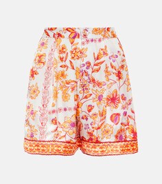 Атласные шорты Isabelle с цветочным принтом POUPETTE ST BARTH, разноцветный