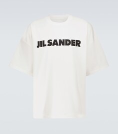 Хлопковая футболка с короткими рукавами и логотипом Jil Sander, белый