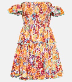 Мини-платье Aurora из хлопка с цветочным принтом POUPETTE ST BARTH, разноцветный
