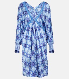 Платье мини Allegra асимметричного кроя POUPETTE ST BARTH, синий