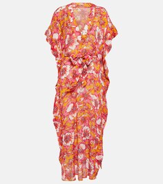 Кафтан Andrea с цветочным принтом POUPETTE ST BARTH, разноцветный