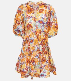 Мини-платье Aria из хлопка с цветочным принтом POUPETTE ST BARTH, разноцветный