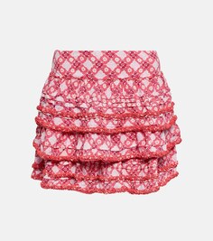 Ярусная мини-юбка Bibi с принтом POUPETTE ST BARTH, розовый