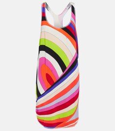 Атласное мини-платье с принтом PUCCI, разноцветный