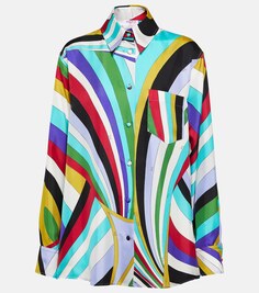 Рубашка из шелкового твила с принтом PUCCI, разноцветный