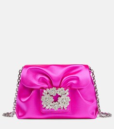 Атласная сумка на плечо Bouquet с декором Roger Vivier, розовый
