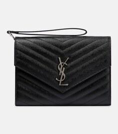 Кожаный клатч Cassandre Saint Laurent, черный