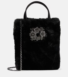 Маленькая сумка-тоут Drapé Pocket Bouquet Roger Vivier, черный
