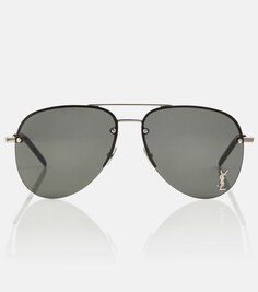 Солнцезащитные очки-авиаторы Saint Laurent, черный