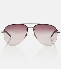 Классические солнцезащитные очки-авиаторы 11 M Saint Laurent, серебряный