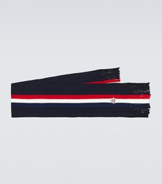 Шерстяной шарф в рубчик Moncler, синий