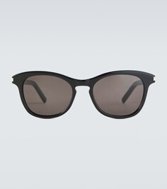 Солнцезащитные очки в круглой оправе из ацетата Saint Laurent, черный