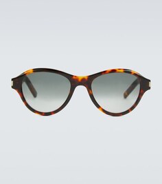 Овальные солнцезащитные очки Saint Laurent, коричневый