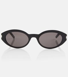 Овальные солнцезащитные очки из ацетата Saint Laurent, черный