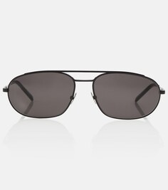 Овальные солнцезащитные очки из металла Saint Laurent, черный