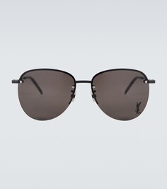 Солнцезащитные очки в круглой оправе Saint Laurent, черный