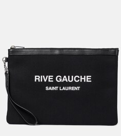 Холщовый клатч Rive Gauche Saint Laurent, черный