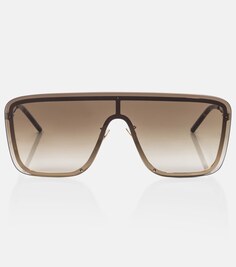 Солнцезащитные очки SL 364 с плоскими бровями Saint Laurent, коричневый