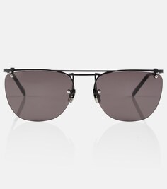Солнцезащитные очки SL 600 с плоскими бровями Saint Laurent, черный