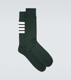 Носки с 4 полосками из смесового хлопка Thom Browne, зеленый