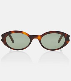 Овальные солнцезащитные очки SL 567 Saint Laurent, коричневый