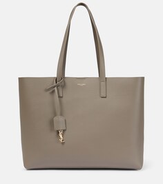Кожаная сумка-тоут Shopping E/W Saint Laurent, коричневый
