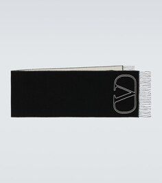 Жаккардовый шарф из шерсти и кашемира с логотипом Vlogo Valentino Garavani, черный