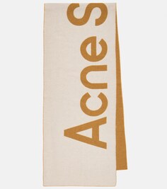 Жаккардовый шарф с логотипом Acne Studios, бежевый